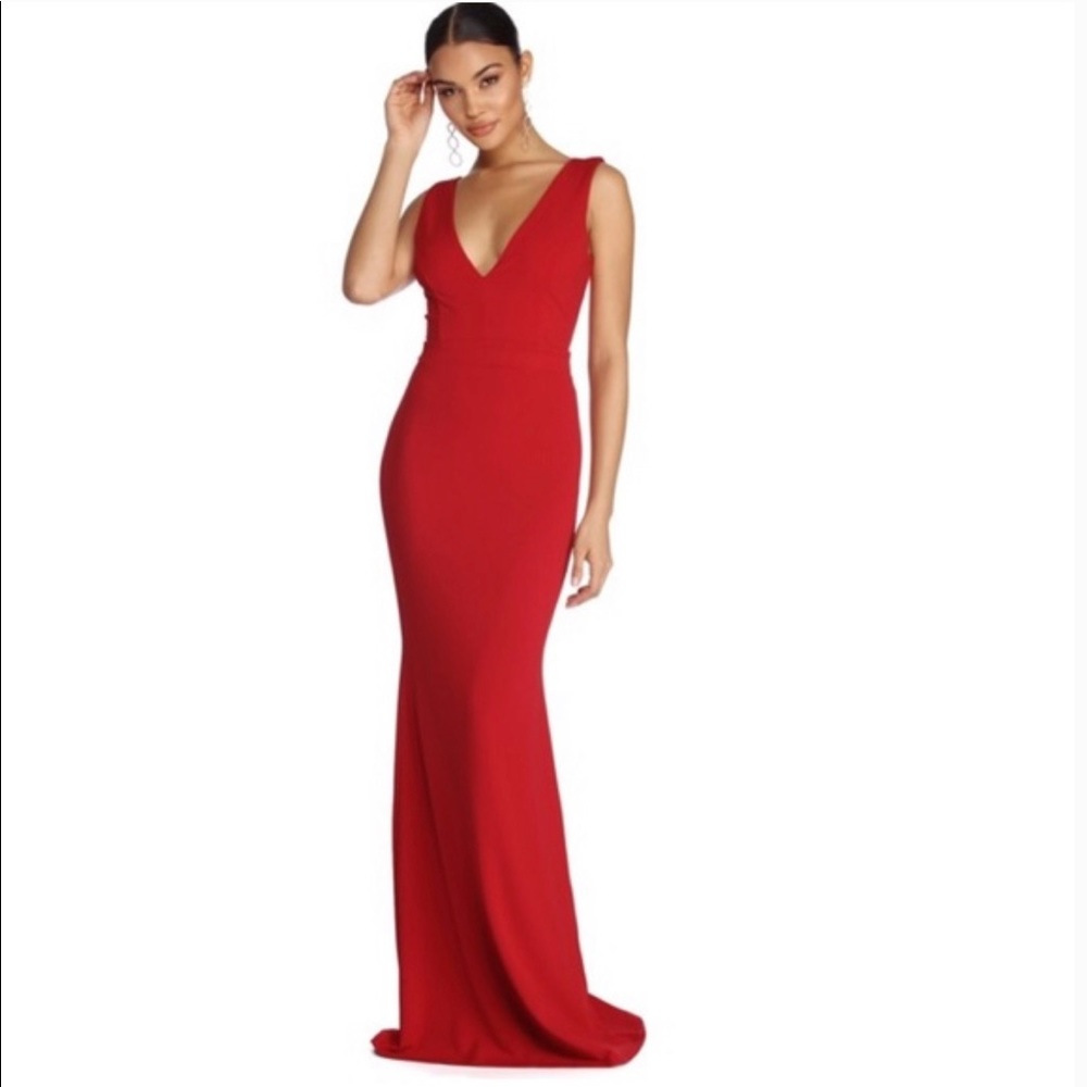 Long Red Prom Dress - Picture 1 of 4